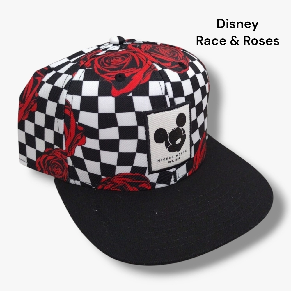 NWT Disney Black Race & Roses  Cap Hat